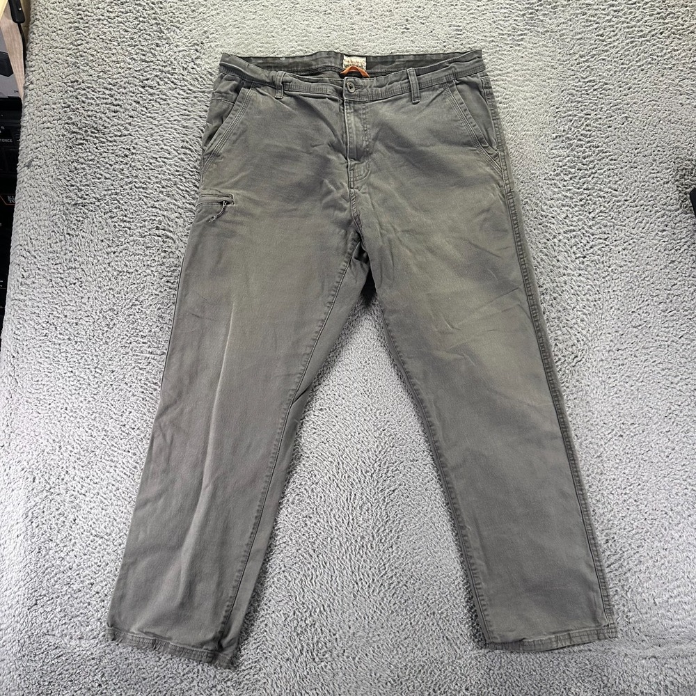 Weatherproof Vintage Pant Mens 38x32 Gray Cotton Canvas Khakis Straight Stretch